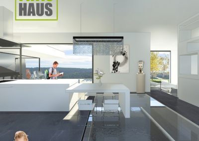 Modernes Patiohaus Bungalow Bauweise minimalistisch für die ganze Familie