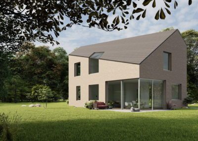 Einfamilienhaus mit Satteldach Architekt Teltow Klinker Ziegel Fassade
