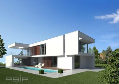 Entwurf Modernes Haus am Hang mit Pool